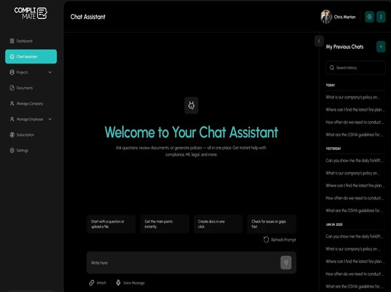 Complimate assistant chat
